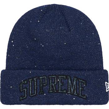 Sombreros Supreme New Era® Metallic Arc Beanie Azul Marino | AR446KI